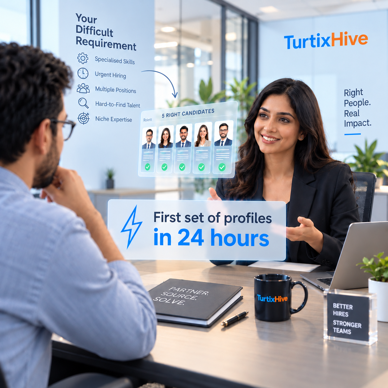 TurtixHive consultants reviewing a specialist hiring requirement